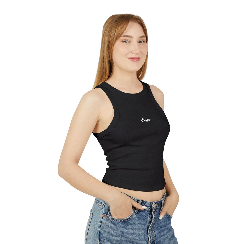 Women's Ribbed Racerback Tank Top — Cropped Micro-Rib Summer Layering Top