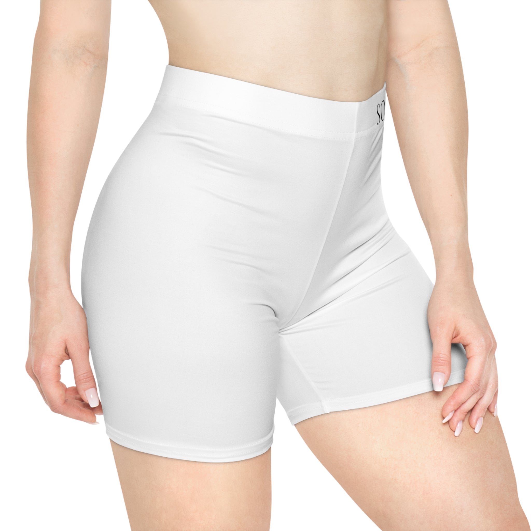 Copy of Soigné Women's Biker Shorts — Neutral Cream High-Waist Activewear