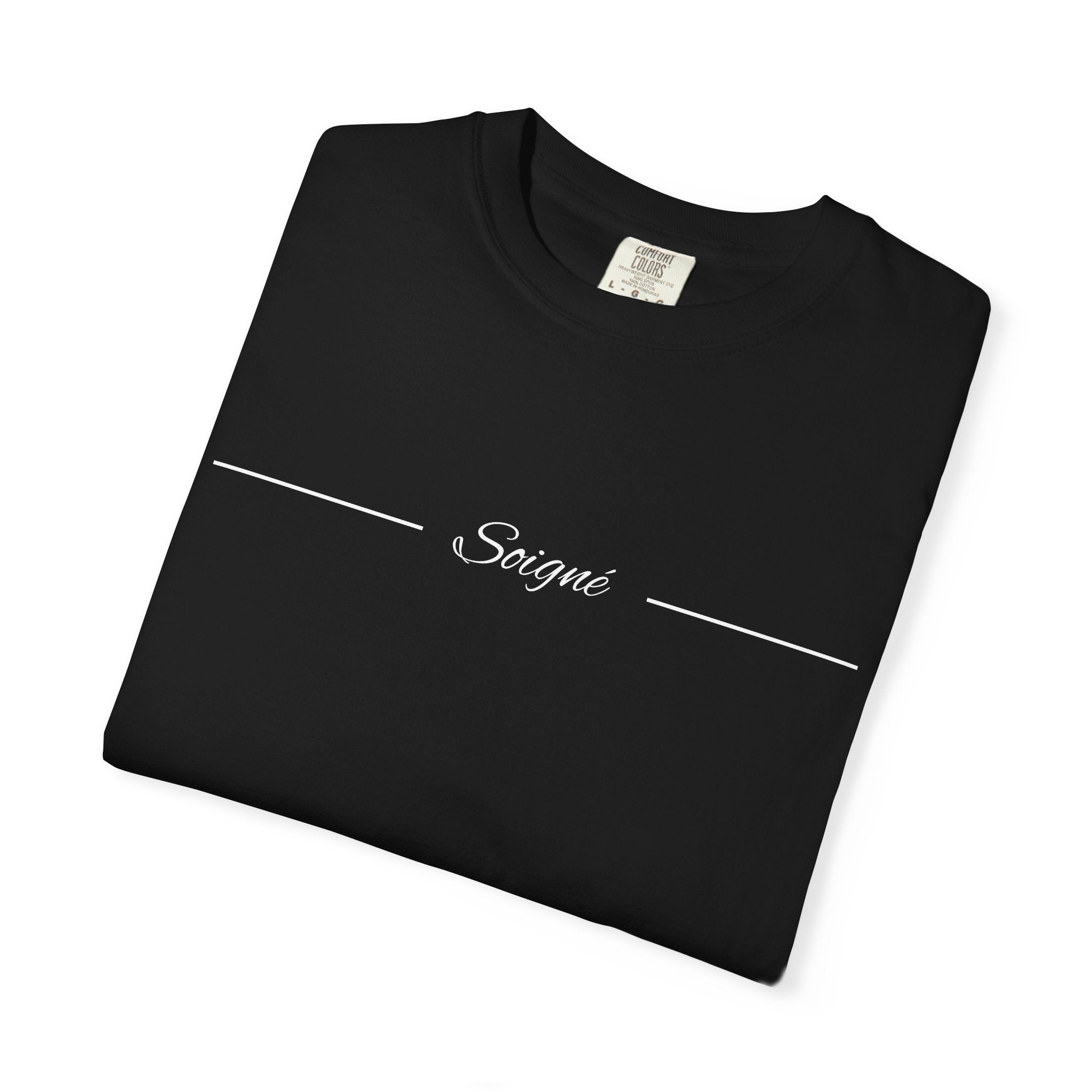 SOIGNÉ- Men's Essentials Tee white script