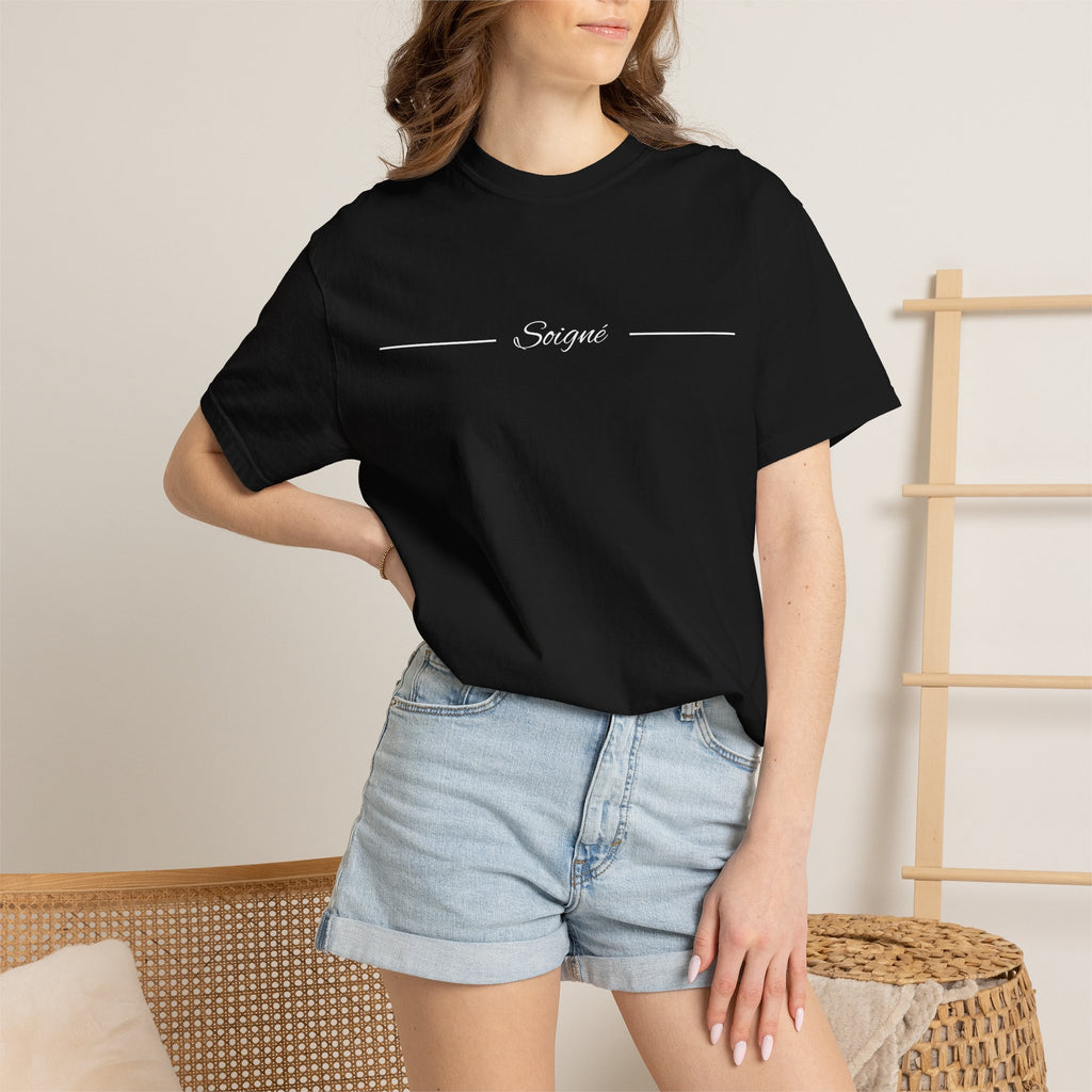 SOIGNÉ- Men's Essentials Tee white script