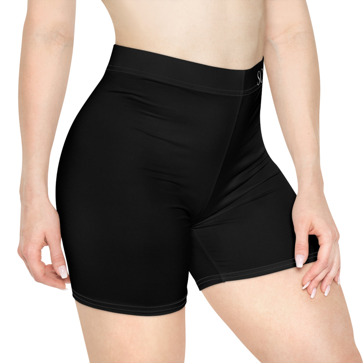 Soigné Women's Biker Shorts — Neutral Cream High-Waist Activewear