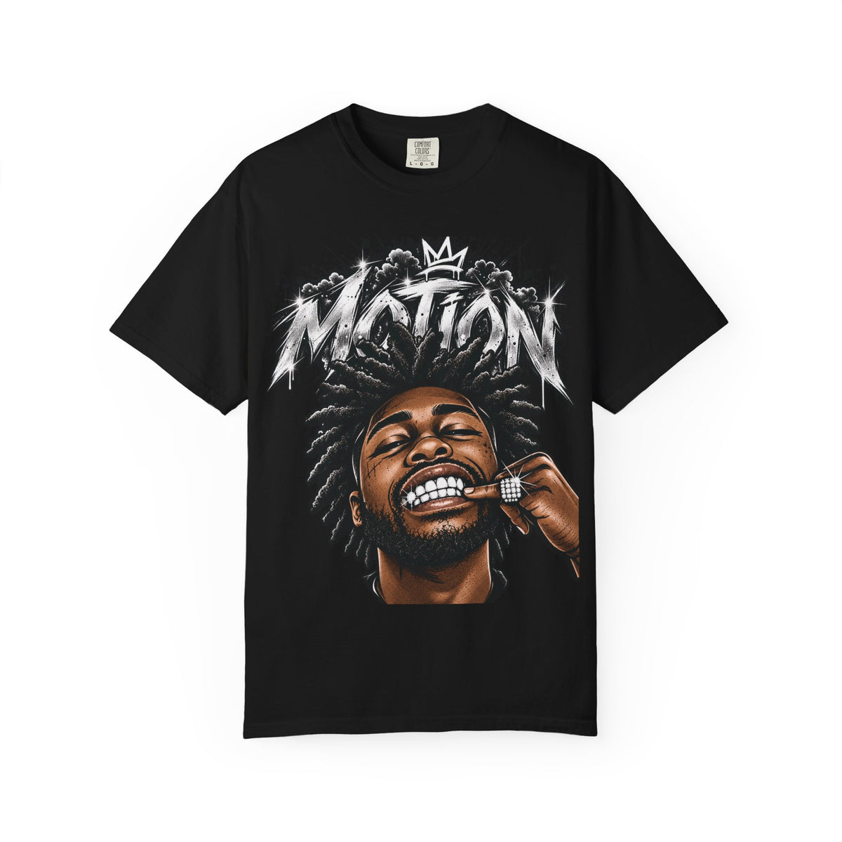 Graffiti Crown Portrait T-Shirt — 'MOTION' Hip-Hop Streetwear Graphic Tee