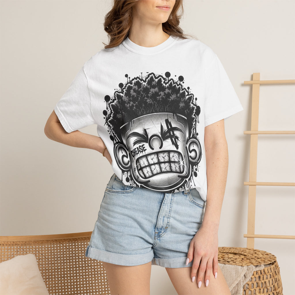 Graffiti Grin T-Shirt — Urban Street Art Tee with 'CHEESE' Graphic