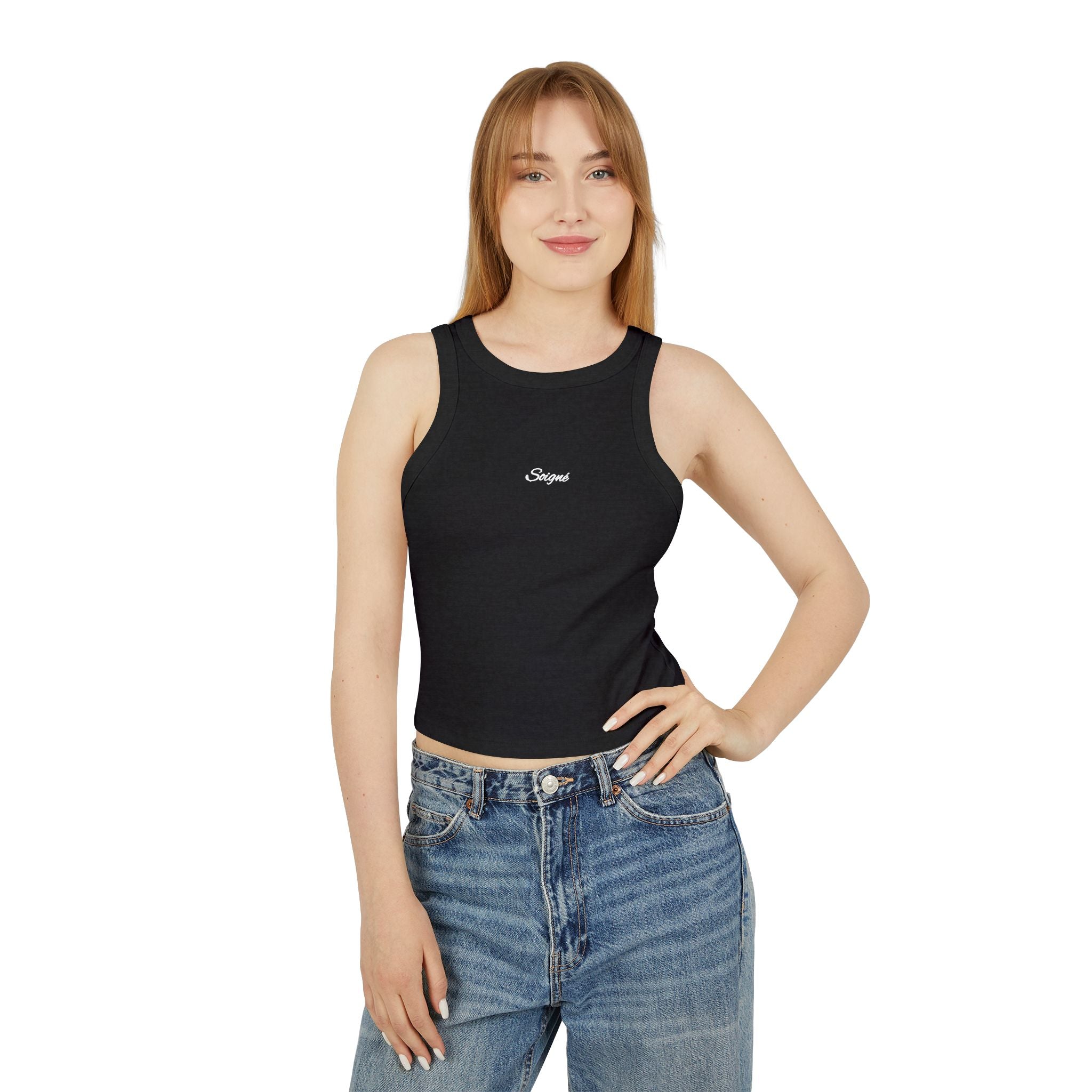Women's Ribbed Racerback Tank Top — Cropped Micro-Rib Summer Layering Top