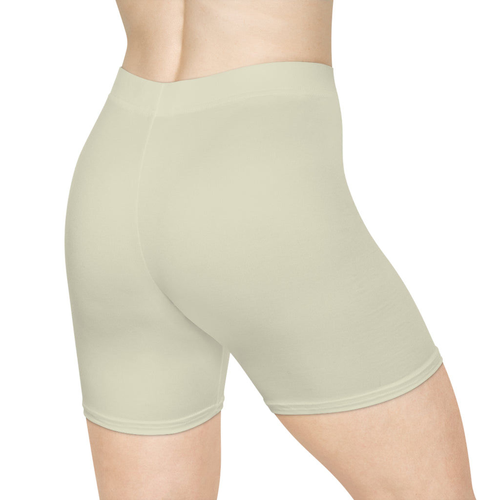 Soigné Women's Biker Shorts — Neutral Cream High-Waist Activewear
