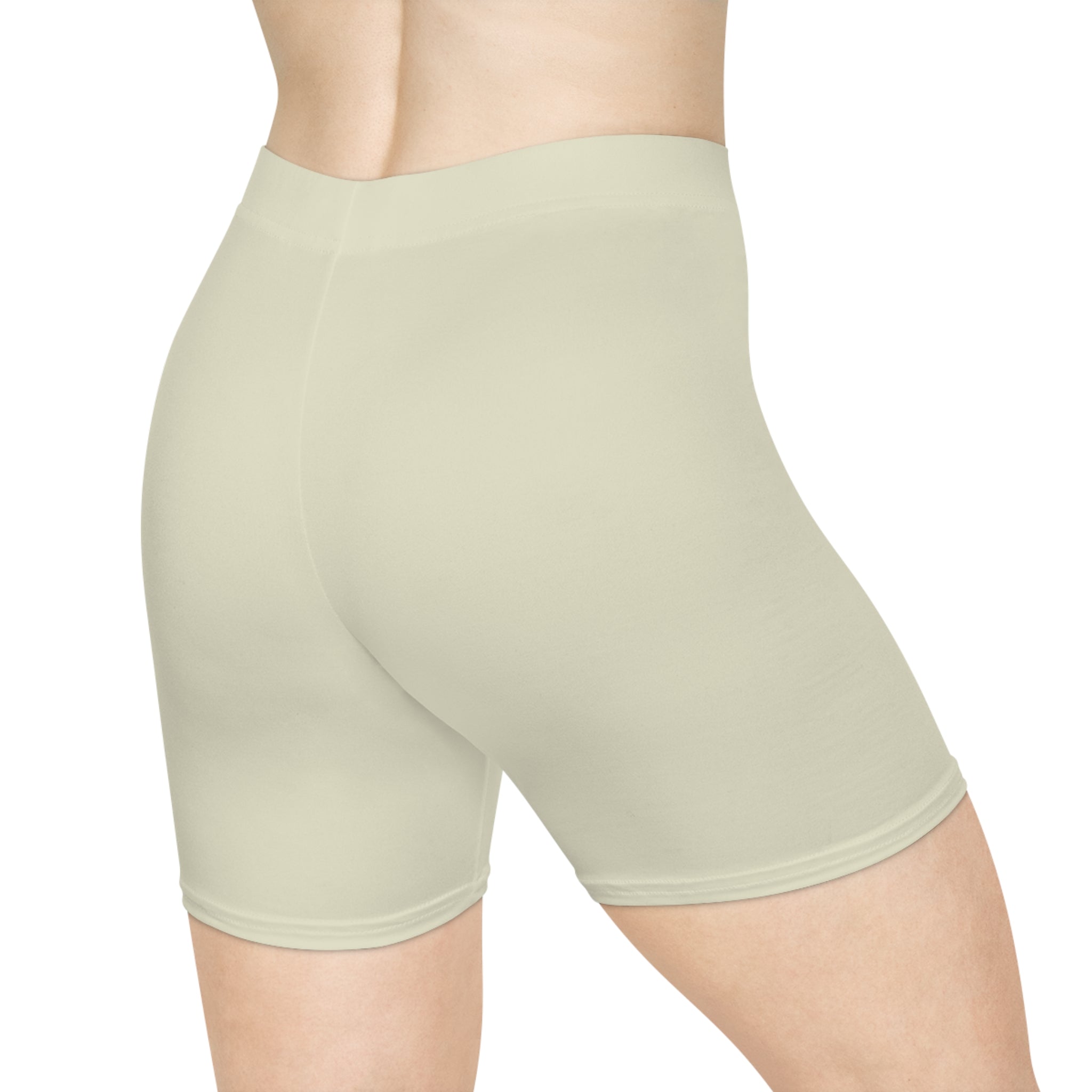 Soigné Women's Biker Shorts — Neutral Cream High-Waist Activewear