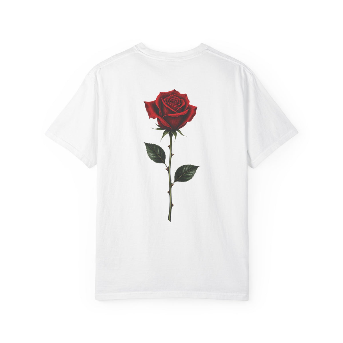 Solene Rose Graphic T‑Shirt — Skull & Red Rose Gothic Tee blk font