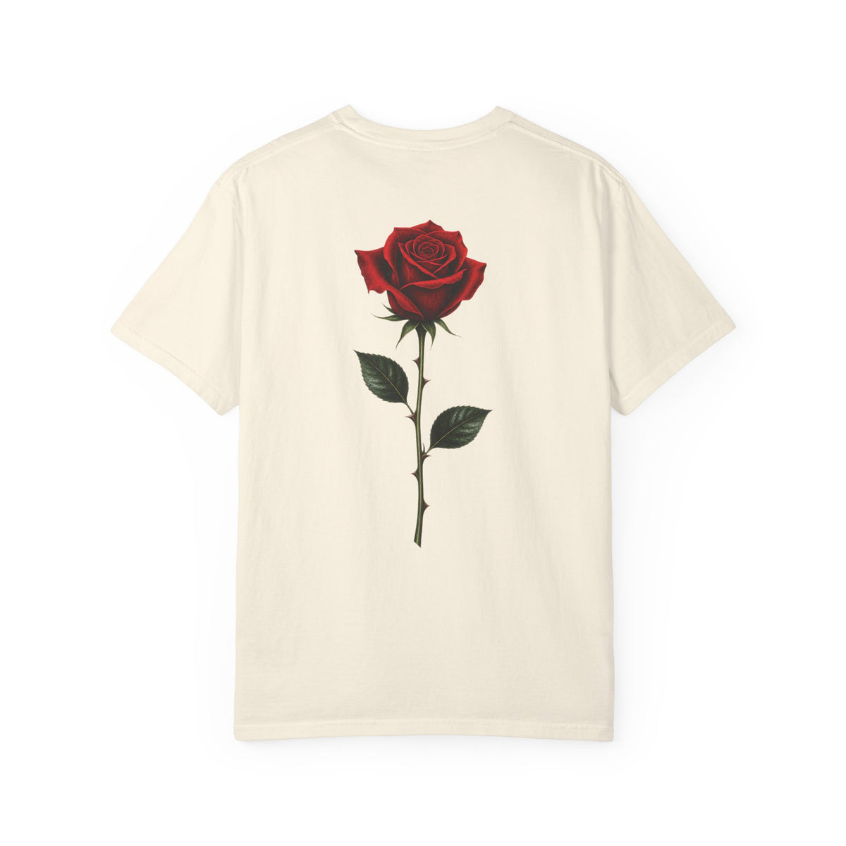 Solene Rose Graphic T‑Shirt — Skull & Red Rose Gothic Tee blk font
