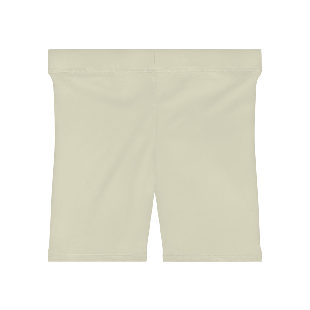 Soigné Women's Biker Shorts — Neutral Cream High-Waist Activewear