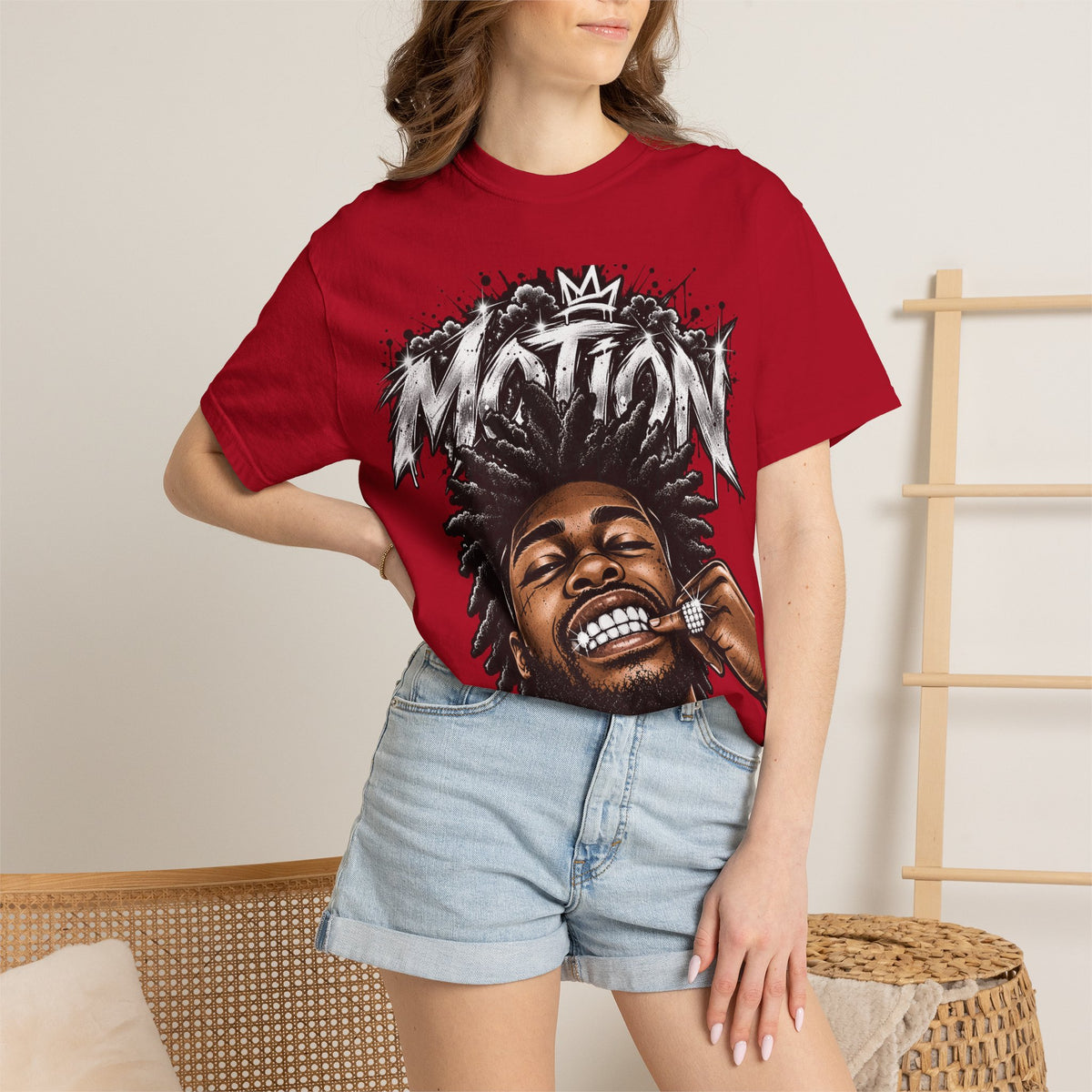 Graffiti Crown Portrait T-Shirt — 'MOTION' Hip-Hop Streetwear Graphic Tee